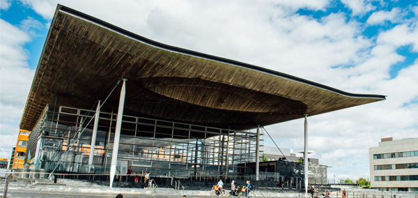 The Senedd building in Cardiff Bay